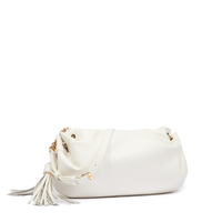 Sac porté croisé zippé Mabelle S en cuir lisse - Neige