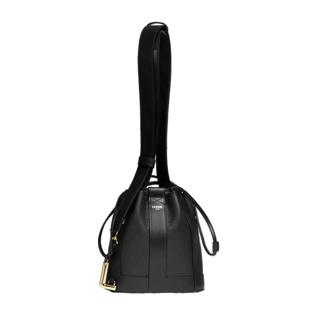 S-size leather bucket bag - Black