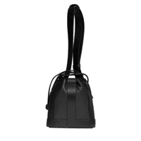 S-size leather bucket bag - Black