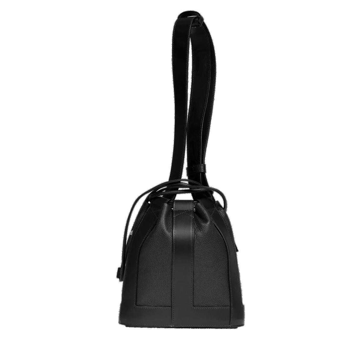 S-size leather bucket bag - Black