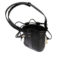 S-size leather bucket bag - Black