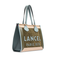 Lancel L Tote zipped leather shopping bag - Multicoloured & Dark Khaki
