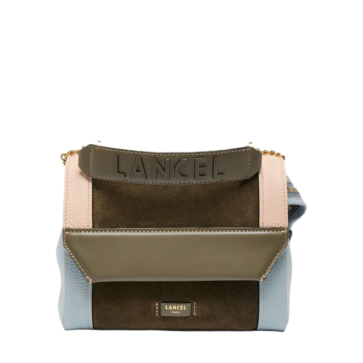 M Ninon leather flap bag - Multicoloured & Dark Khaki
