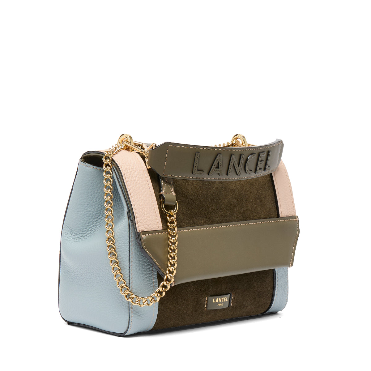M Ninon leather flap bag - Multicoloured & Dark Khaki