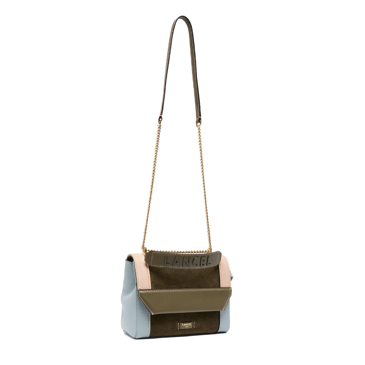 M Ninon leather flap bag - Multicoloured & Dark Khaki