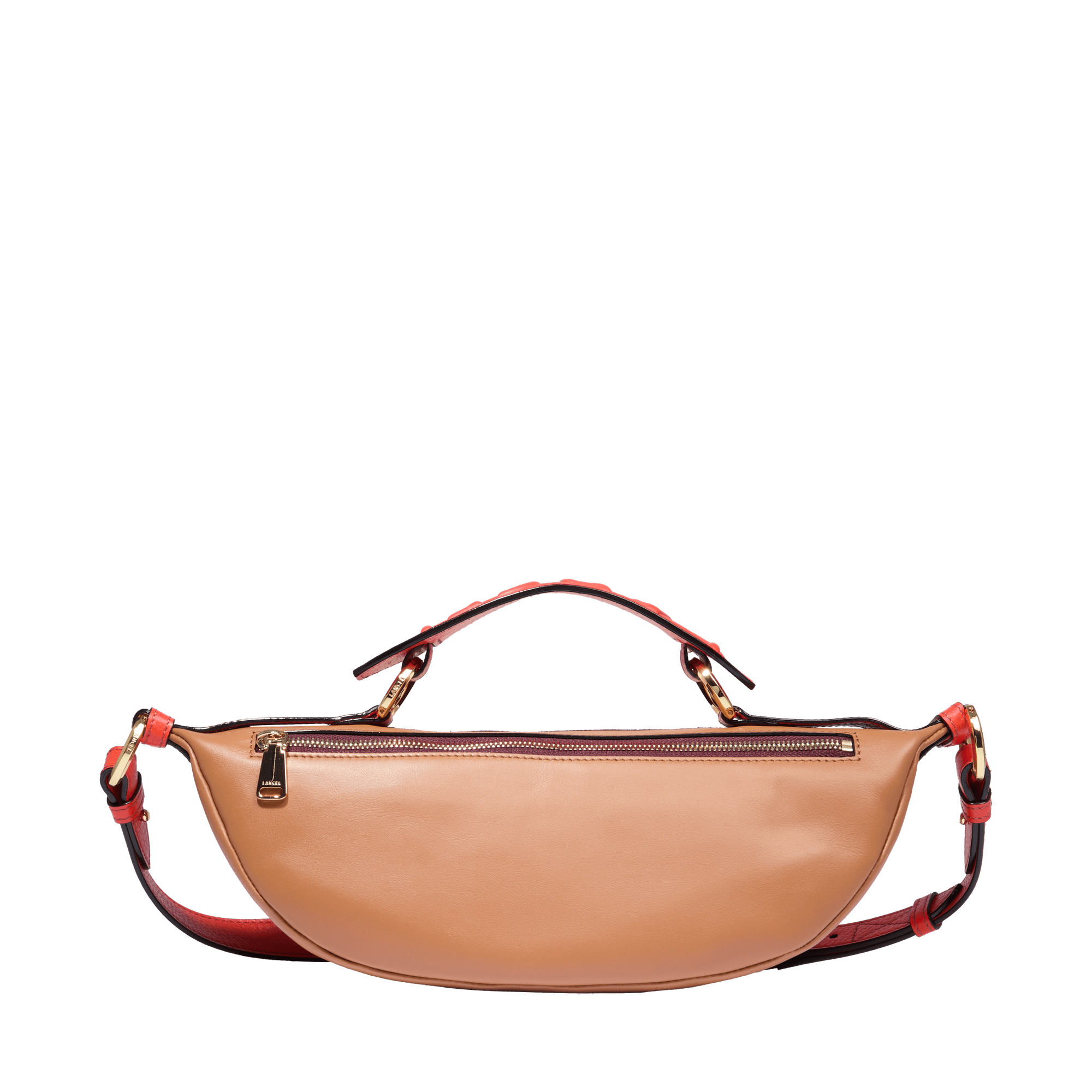Sac porté croisé zippé Origami S en cuir lisse - Multico Cassis