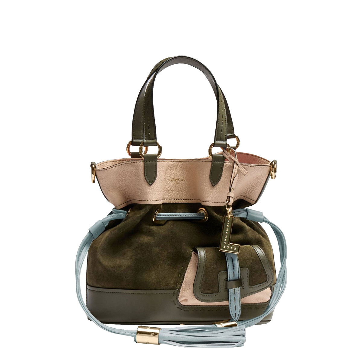 Sac seau M Premier Flirt en cuir - Multicolore & Kaki foncé