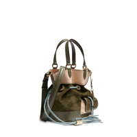 Sac seau M Premier Flirt en cuir - Multicolore & Kaki foncé