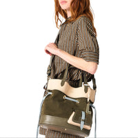 Sac seau M Premier Flirt en cuir - Multicolore & Kaki foncé