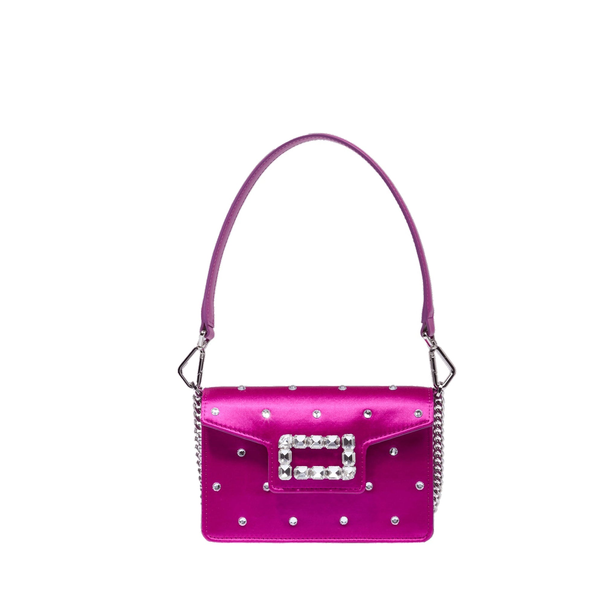 Mini sac rabat Angele en cuir - Fuchsia