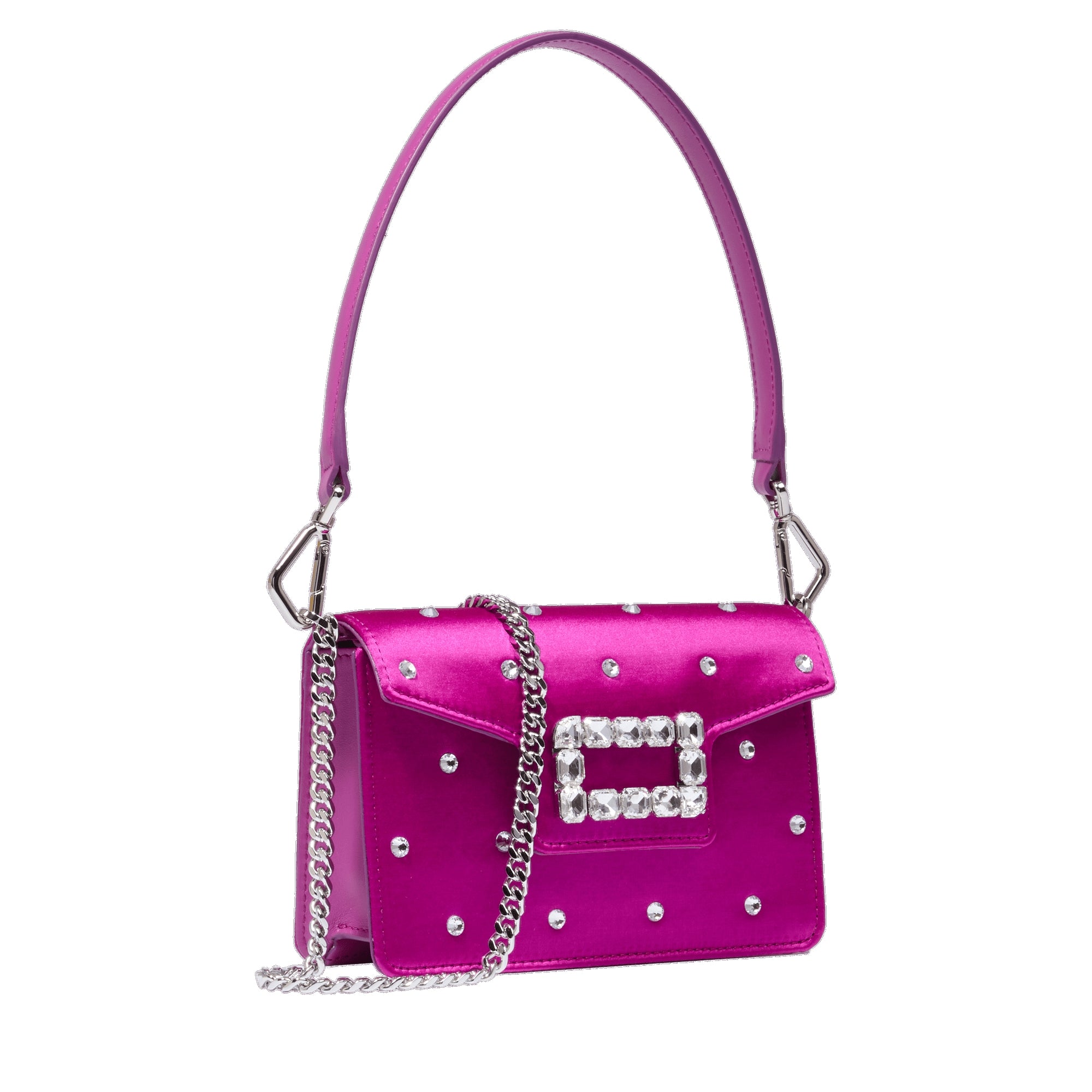 Mini sac rabat Angele en cuir - Fuchsia