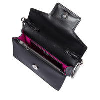Mini sac rabat Angele en cuir - Noir