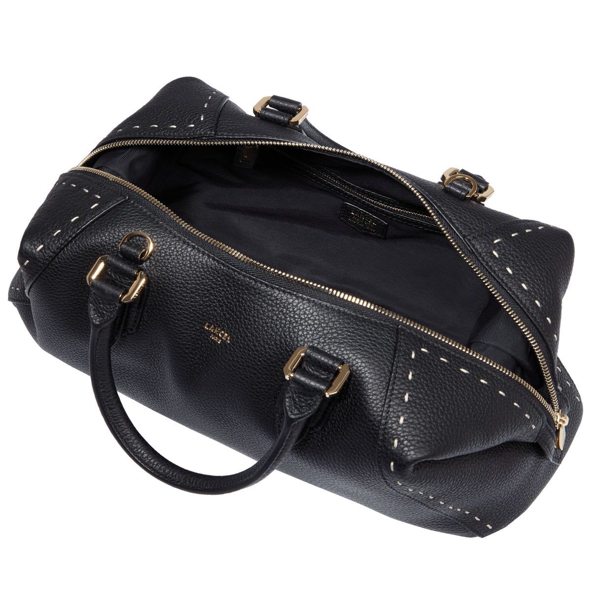 Charlie zipped leather Boston bag - Black