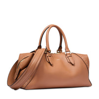 Charlie zipped leather Boston bag - Camel