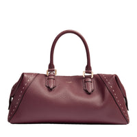 Charlie zipped leather Boston bag - Cassis