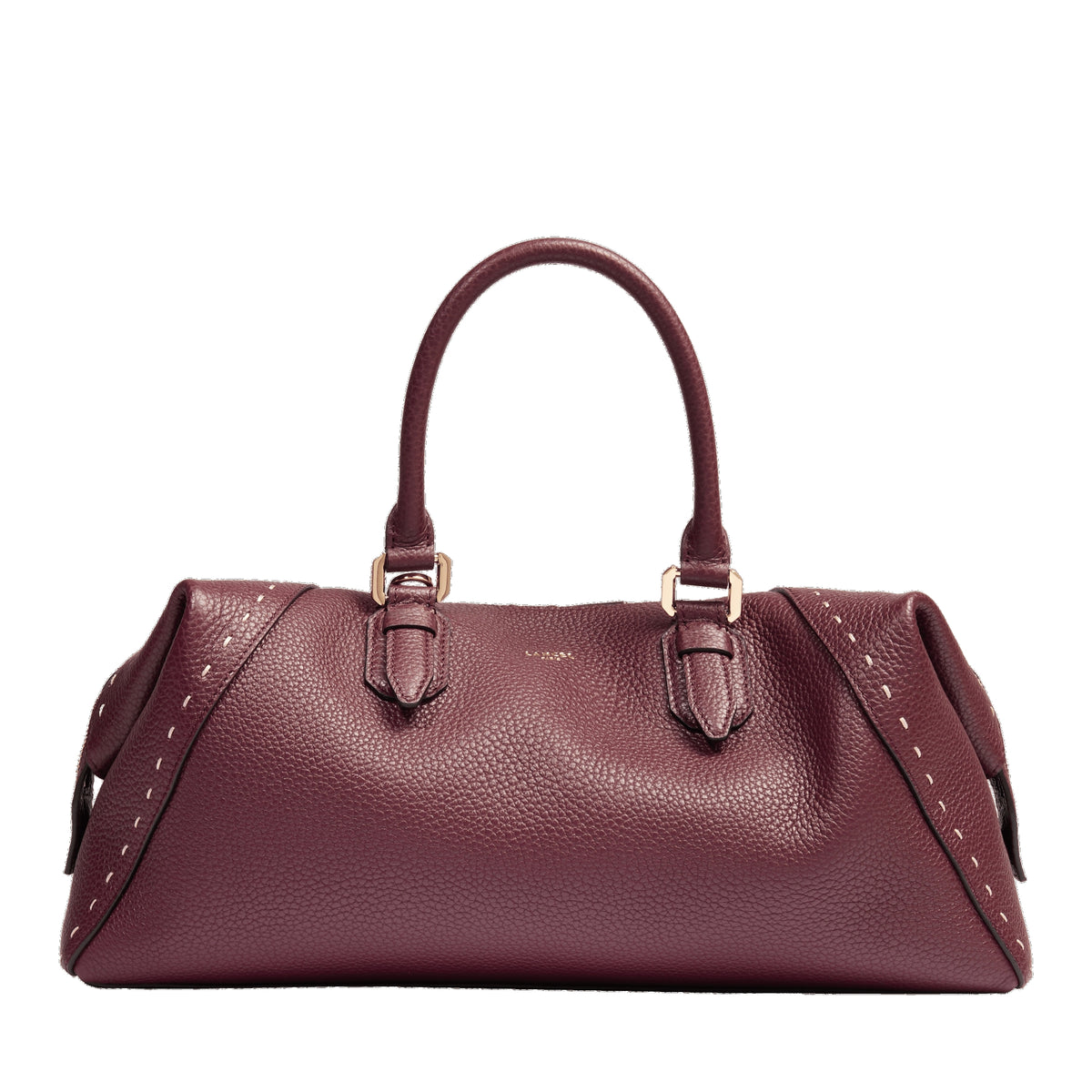 Charlie zipped leather Boston bag - Cassis