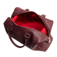 Charlie zipped leather Boston bag - Cassis