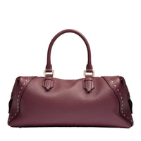 Charlie zipped leather Boston bag - Cassis