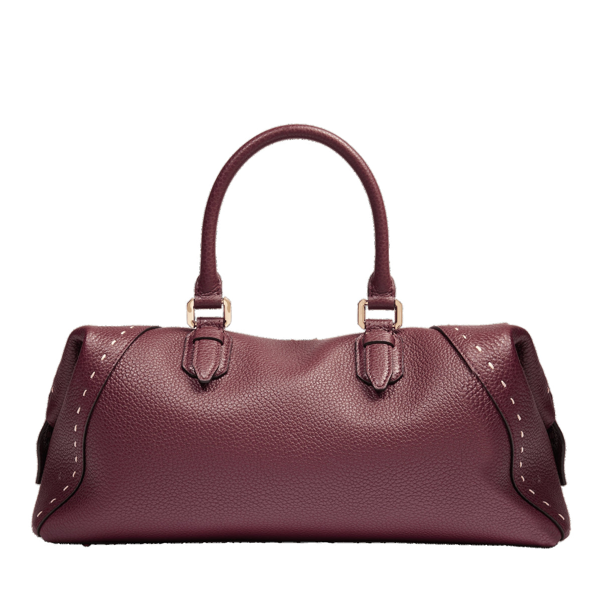 Charlie zipped leather Boston bag - Cassis