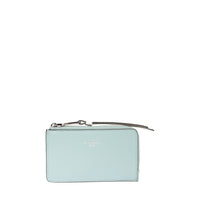 Porte-cartes zippé Origami en cuir - Bleu & Neige