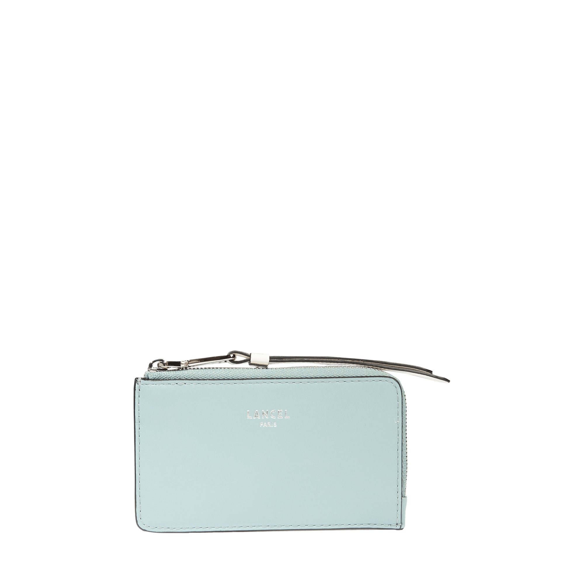 Porte-cartes zippé Origami en cuir - Bleu & Neige