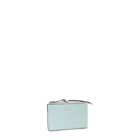 Porte-cartes zippé Origami en cuir - Bleu & Neige