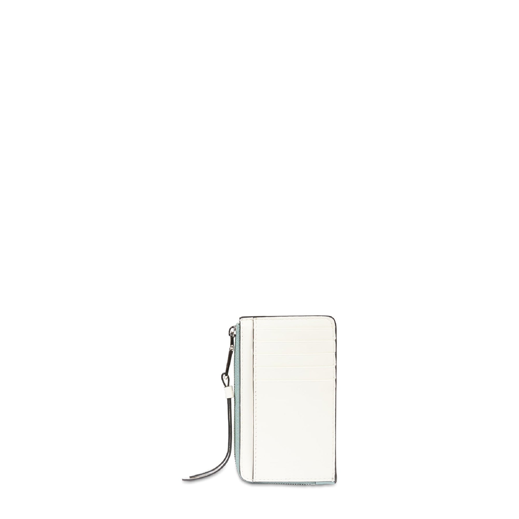 Porte-cartes zippé Origami en cuir - Bleu & Neige