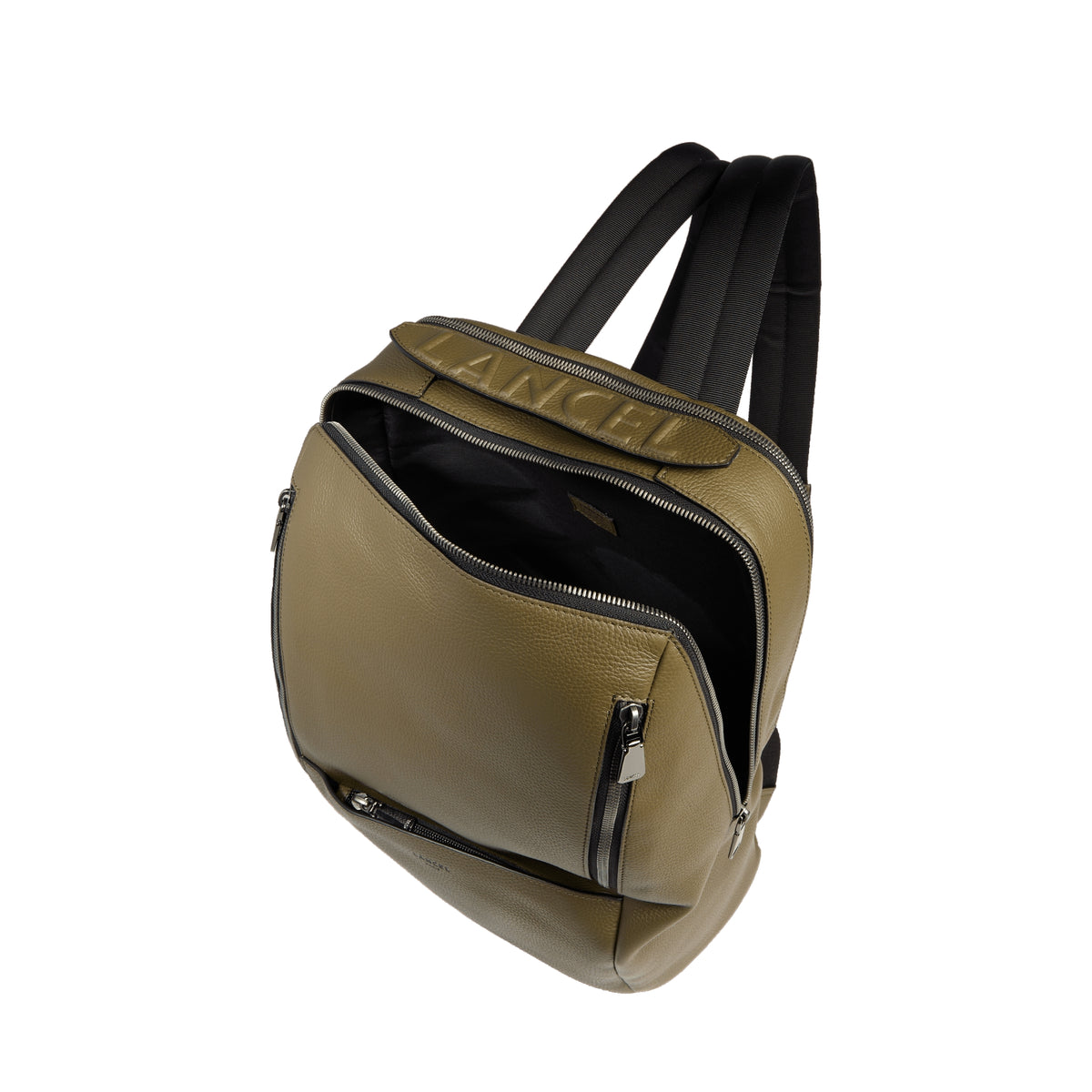 15'6 Origami zipped leather rucksack - Dark khaki