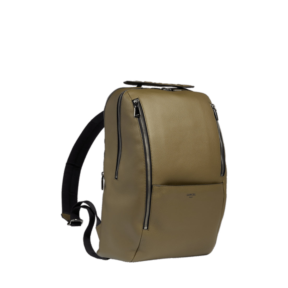 15'6 Origami zipped leather rucksack - Dark khaki