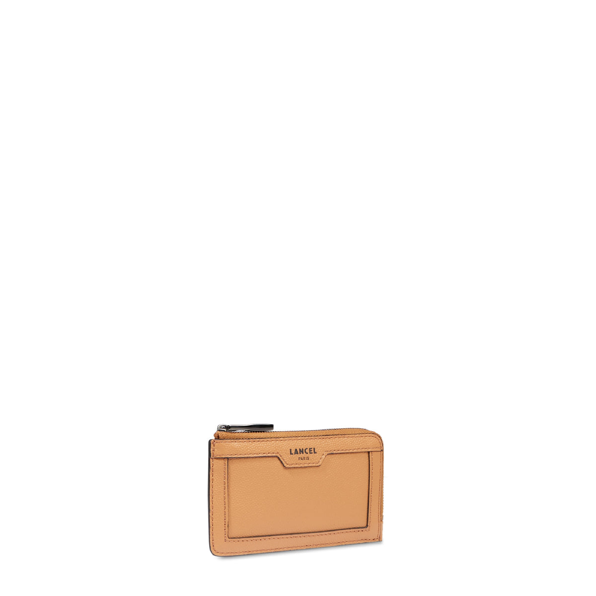 Charlie zipped leather card holder - Camel