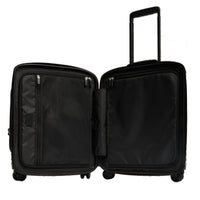 Atlas 4-wheel cabin suitcase with leather front pocket - Black