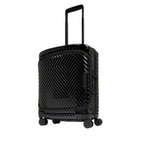 Atlas 4-wheel cabin suitcase with leather front pocket - Black