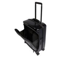 Atlas 4-wheel cabin suitcase with leather front pocket - Black