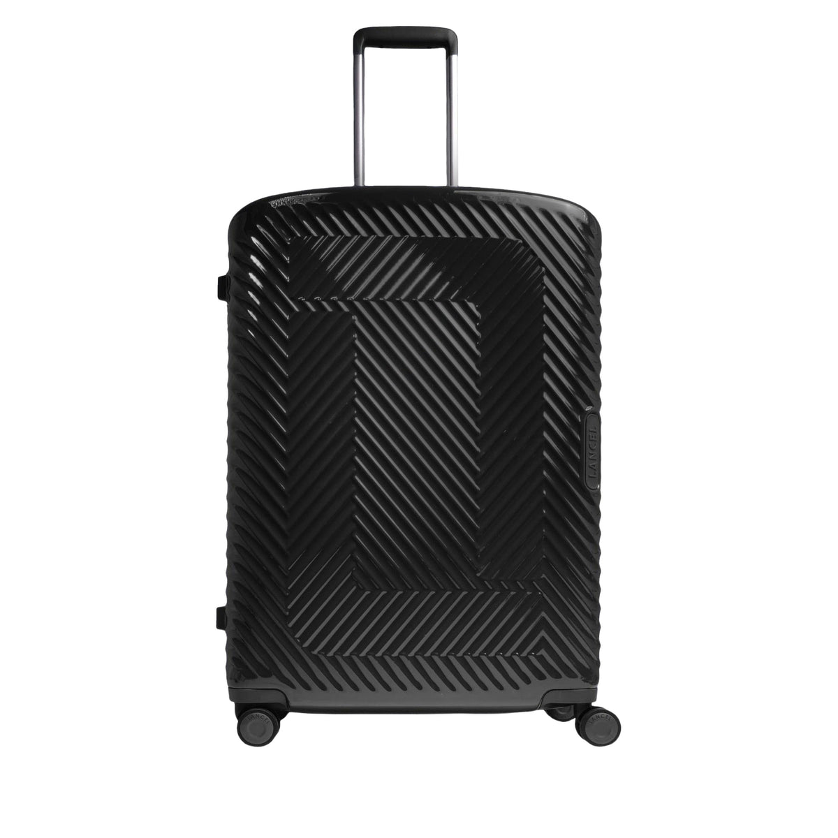 Atlas Large 4-Wheel Leather Suitcase - Black