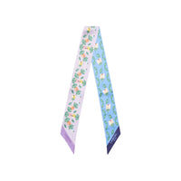 Reversible silk headband with a Picnic Party print - Blue & Lilac