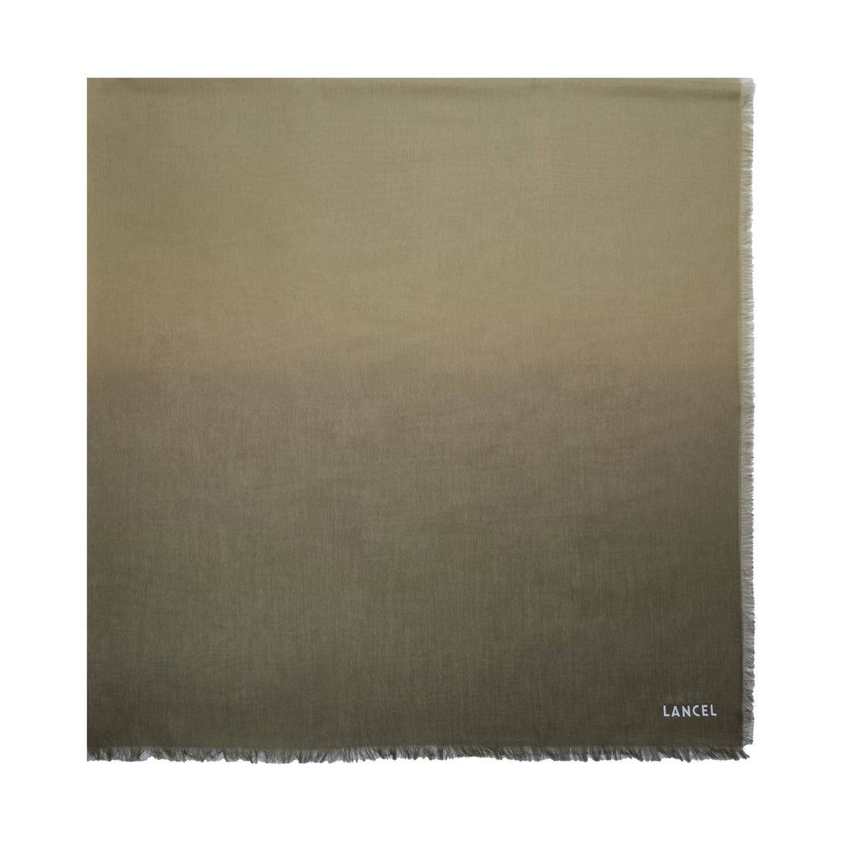 Ombré shawl with Sunset 140 pattern in silk - Dark khaki