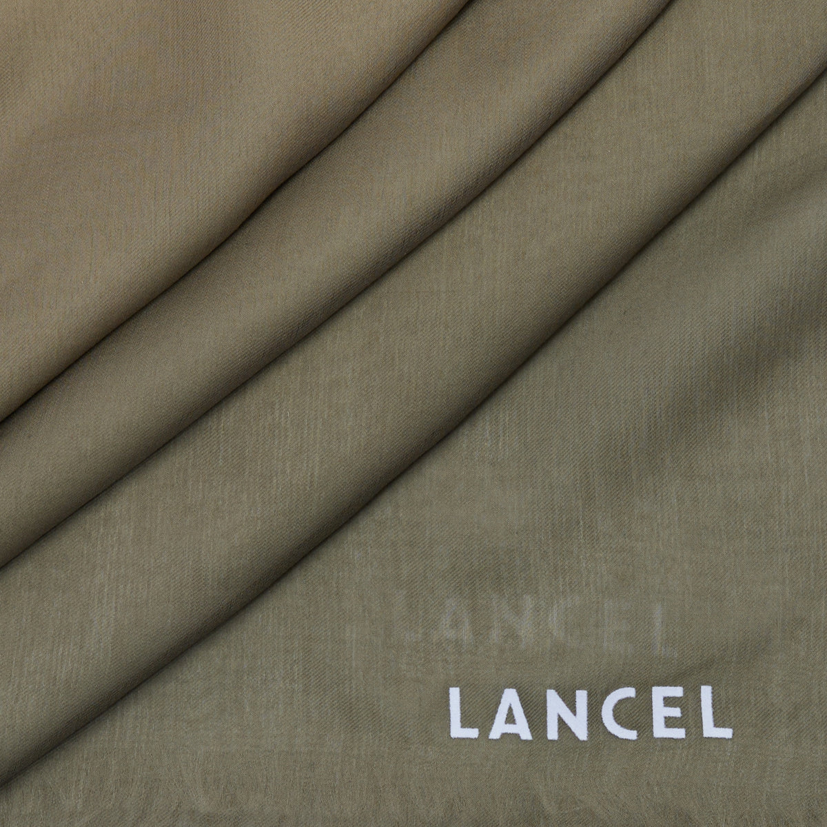 Ombré shawl with Sunset 140 pattern in silk - Dark khaki
