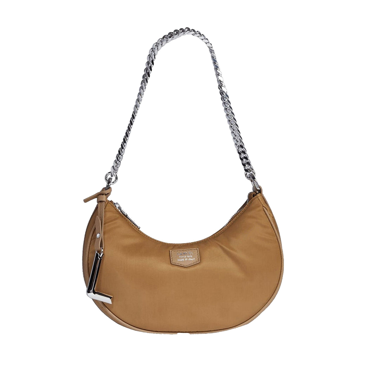 Sac porté croisé S Re-Nee zippé en cuir - Biscuit