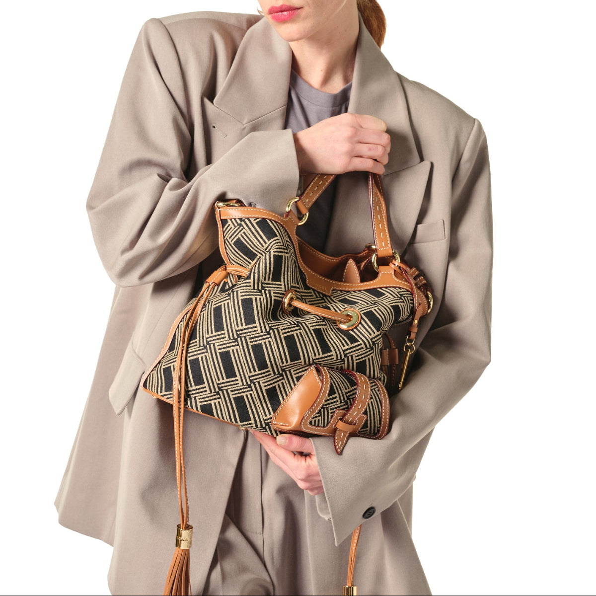 M Premier Flirt bucket bag in mixed leather - Multicoloured & Black