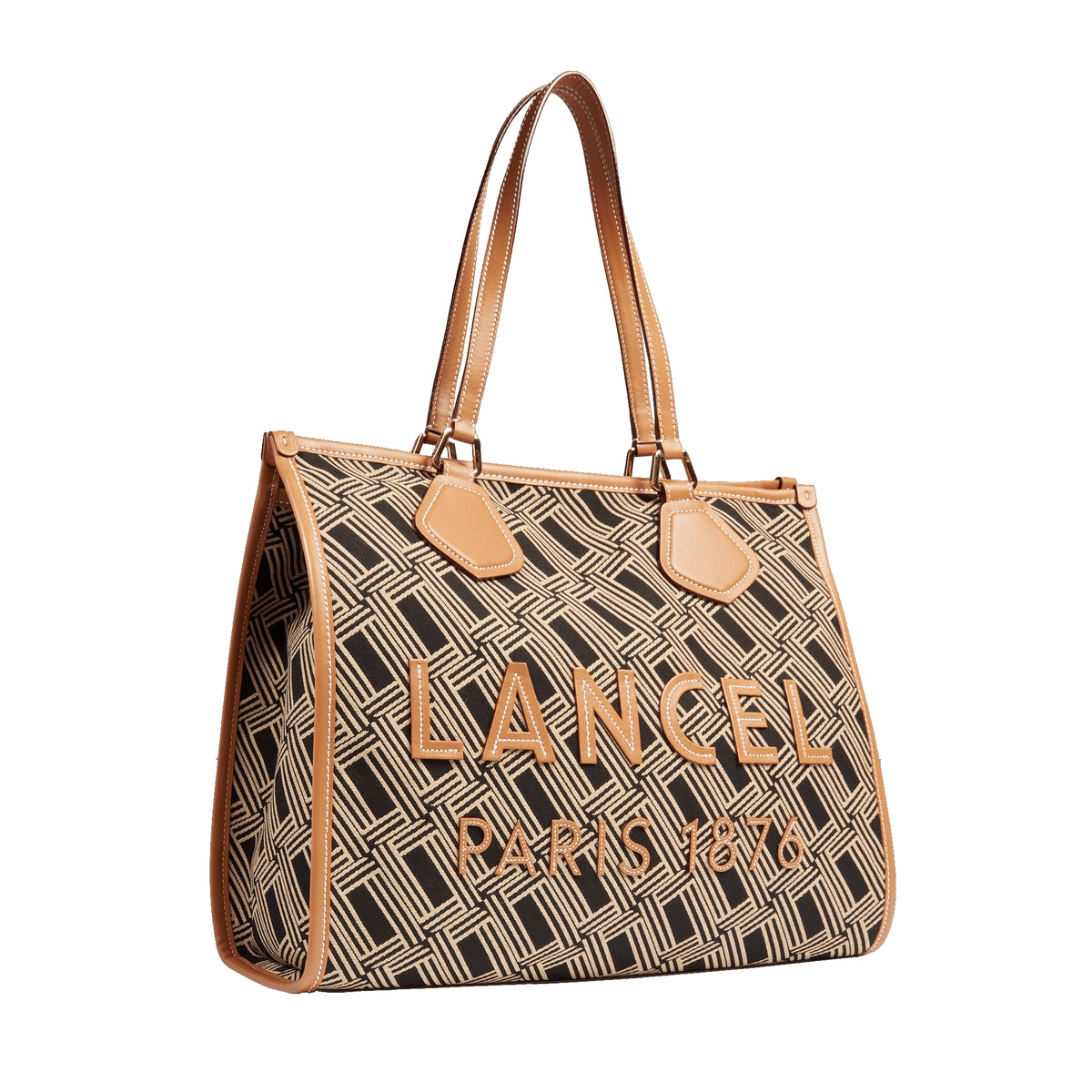 Lancel L Tote bag with zip, in mixed leather - Multicoloured & Black