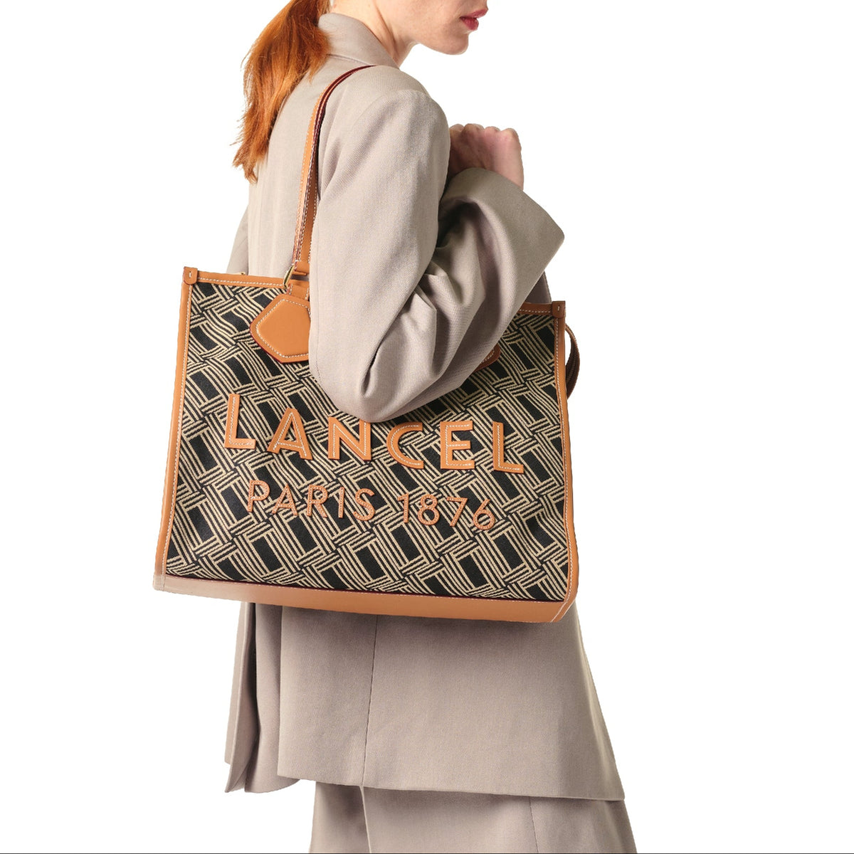 Lancel L Tote bag with zip, in mixed leather - Multicoloured & Black