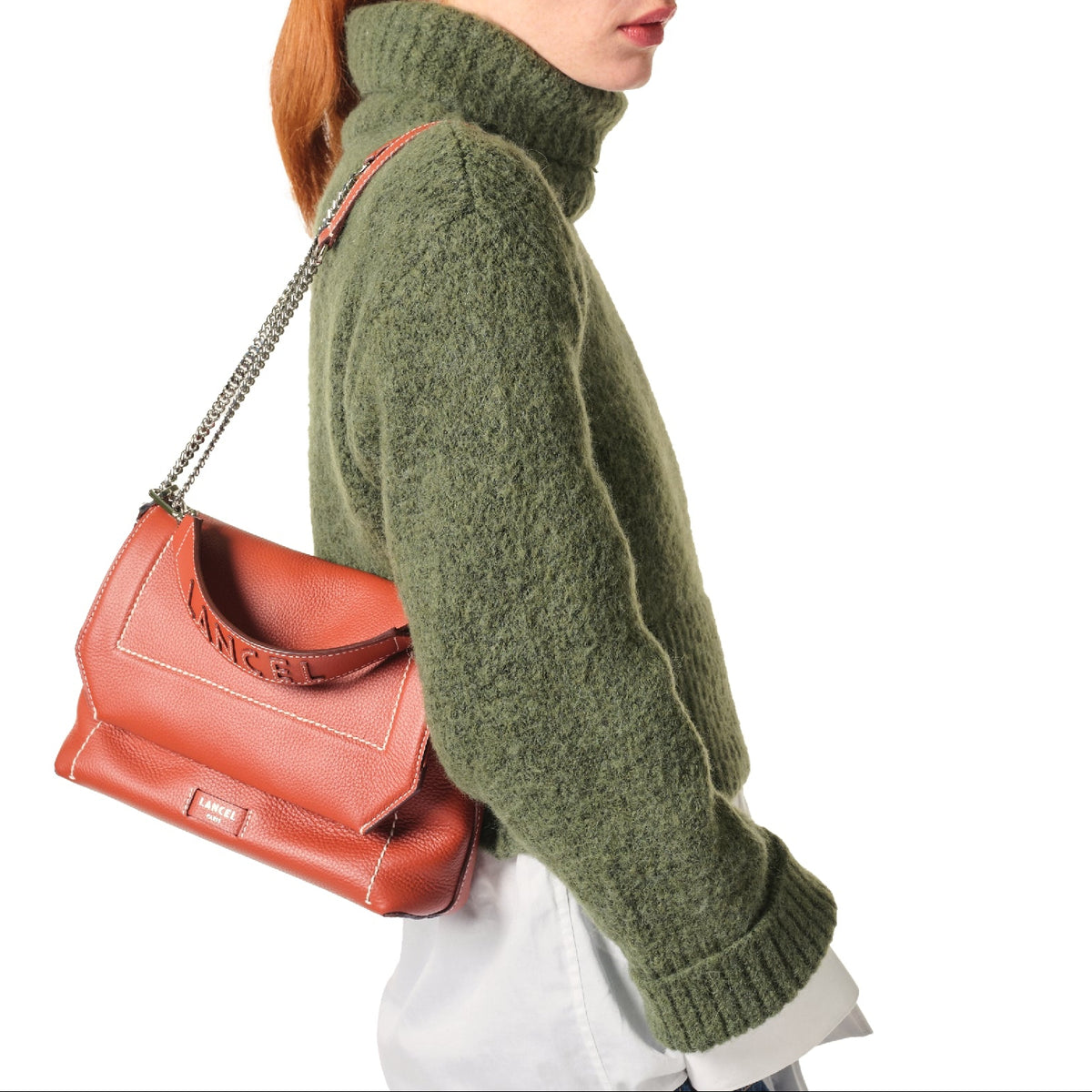 M Ninon Soft leather flap bag - Brick