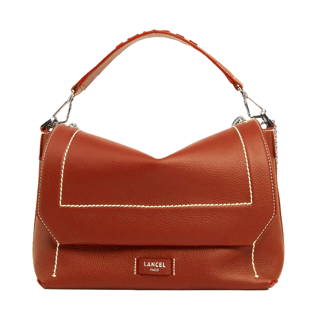 L Ninon Soft leather flap bag - Brick