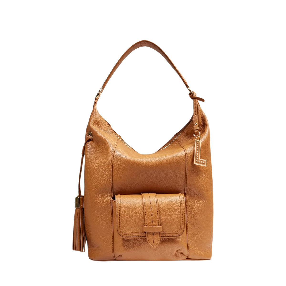 M Premier Flirt zipped leather hobo bag - Camel
