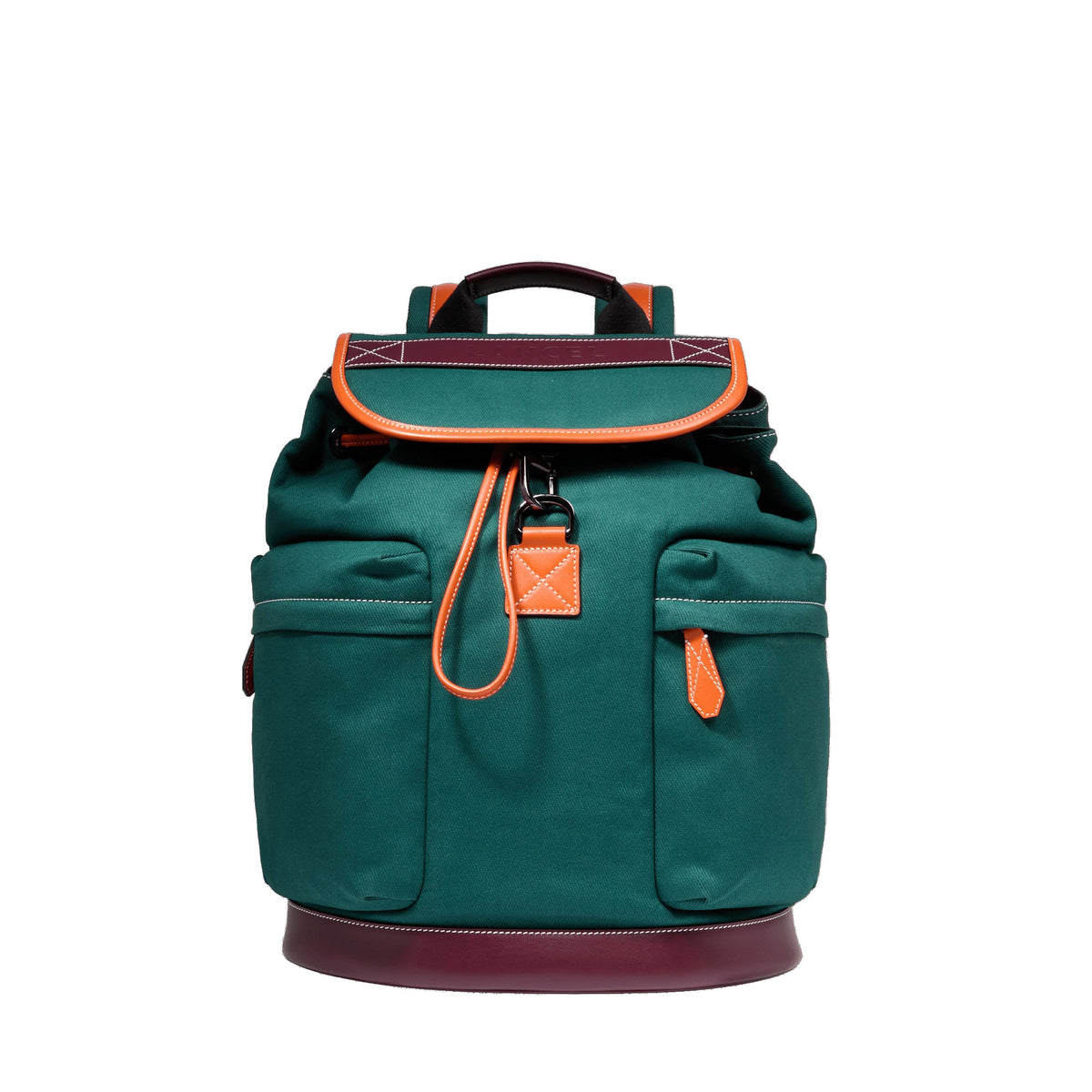 Sac à dos rabat Escapade en cuir mélangé - Vert Amazone