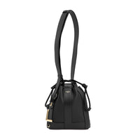 S-size leather bucket bag - Black