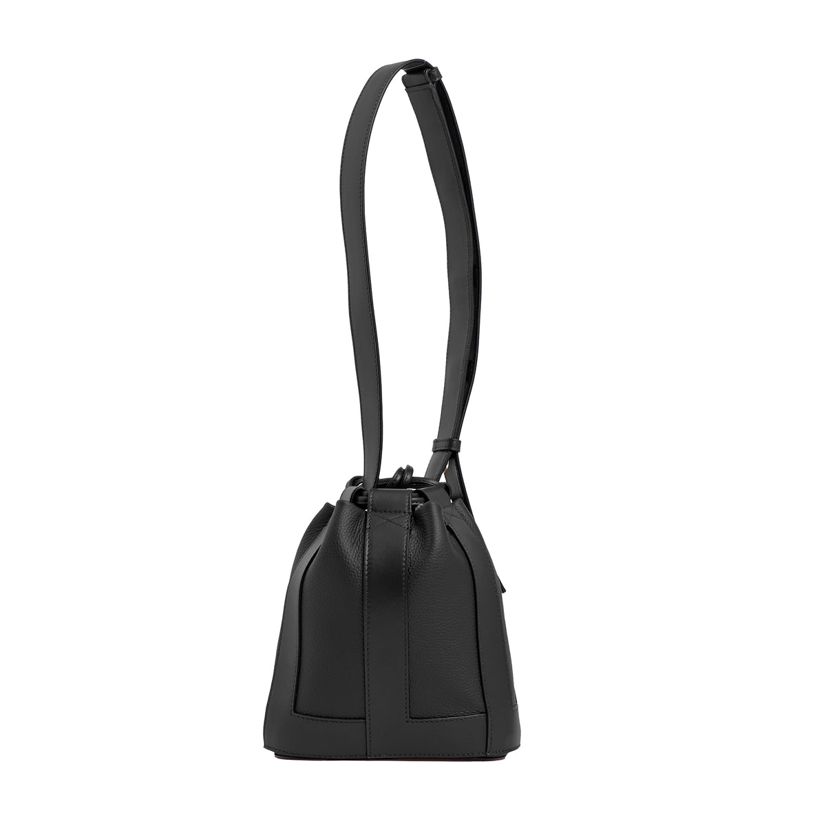S-size leather bucket bag - Black