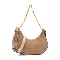 Sac zippé M Croisette en cuir et python - Cappuccino