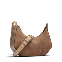 Sac zippé M Croisette en cuir et python - Cappuccino