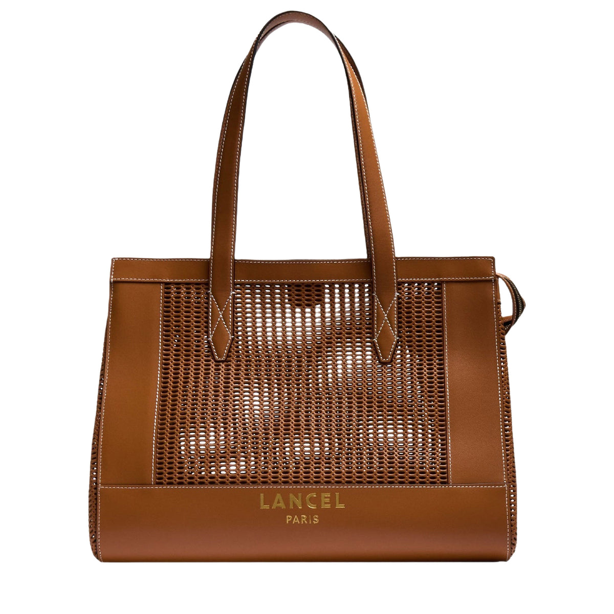 L Jour zipped leather tote bag - Camel